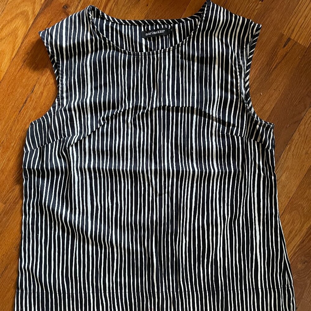 Marimekko Sleeveless Poplin Striped Shirt Size 42